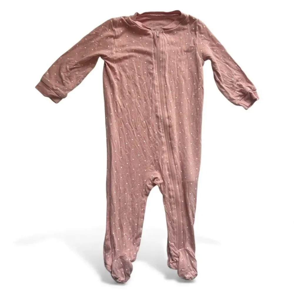 Milkberry Bamboo Polka Dot Footie Pajamas Pink 0-3M Baby Sleeper
